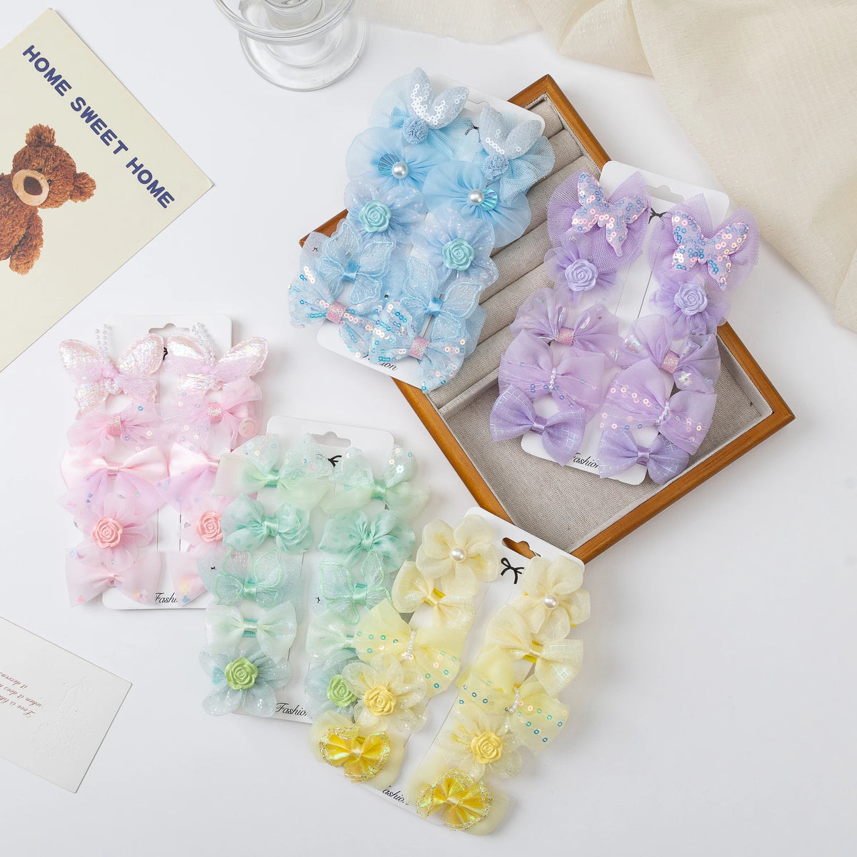 Lace Flower Hairpin Set for Girls — Spring, Pack of 10