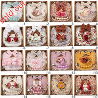 4Pcs/Set Baby  Hairband Set  Elastic Nylon Hair Band Food Grade Silicone Beads Pacifier Clip Chain Combination Customize