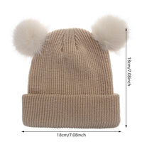 Kids Double Pom Pom Knit Beanie — Warm, 3–10Y