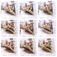 Korean Gold Alloy Hair Claw Clips for Women – Temperament Pastel Rectangle Claws (10–11cm)
