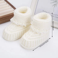 Newborn Winter Knit Booties — Soft Cotton, 0–12M