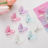 8Pcs/Set Transparent Butterfly Children's Hair Clips Little Girl Bang Hairpin Mini Resin Braided Hairgrips Baby Barrettes