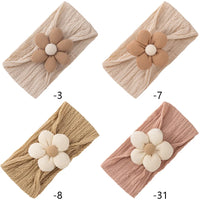 Baby Girls Elastics Headwraps Soft Nylon Latte Flower Cable Knit Headbands Bow Knot Daisy Hairbands for Toddlers