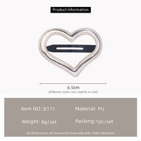 Silver Star & Heart BB Hair Clip for Women – PU Leather Designer Hairpin