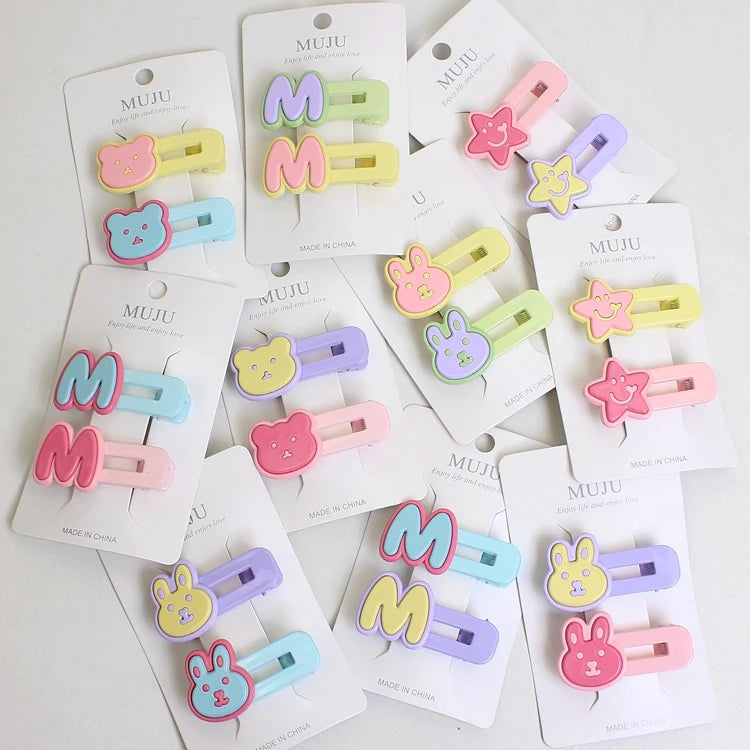 Korean Cartoon Side Hair Clips for Girls – Sweet Kids' Hairpins (Mixed Colours)