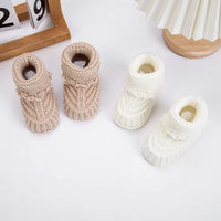 Newborn Winter Knit Booties — Soft Cotton, 0–12M