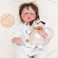 Crocheted Puppy Newborn Blanket Gift Set — Floral Cotton