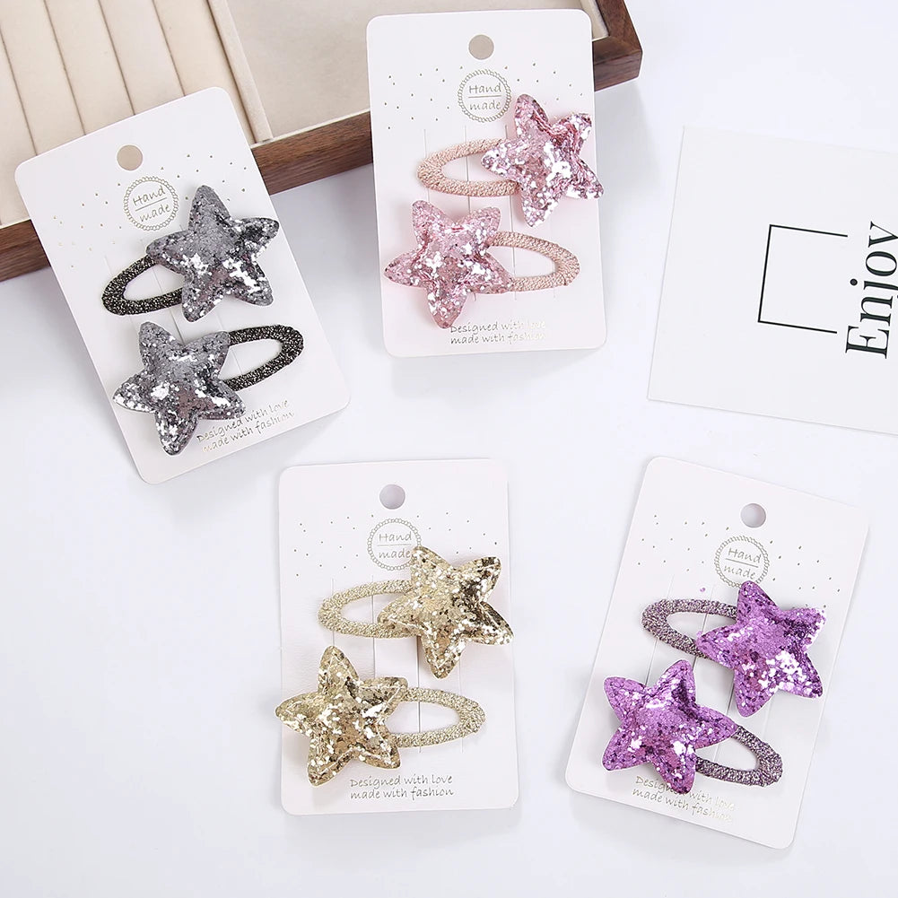 Sequin Star Hair Clips for Girls — Mini Glitter Barrettes