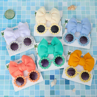 UV400 Daisy Sunglasses Set Kids Unisex Baby Beach Photo Accessories White Red Heart Style Frames Fashion Bow Hairband Glasses