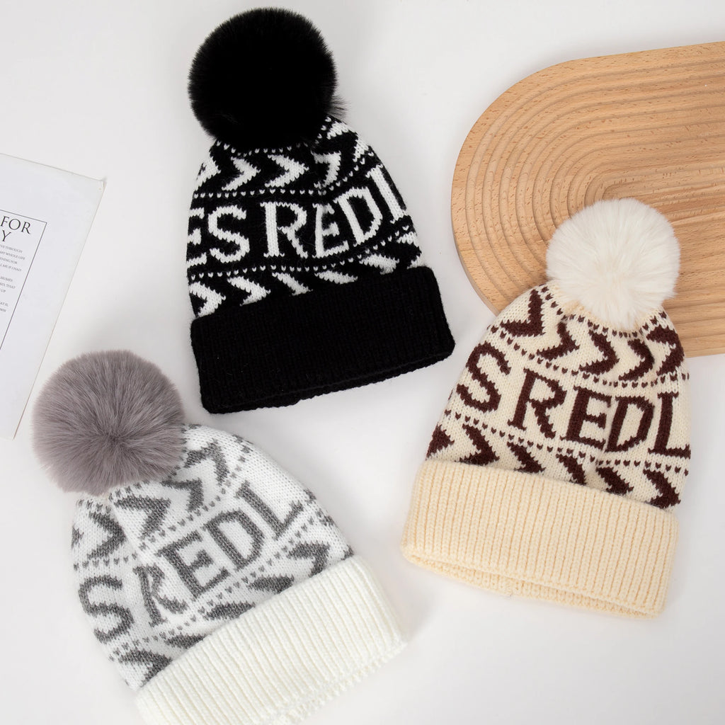 Kids Snowflake Pom Pom Beanie — Acrylic, Unisex 3–14Y