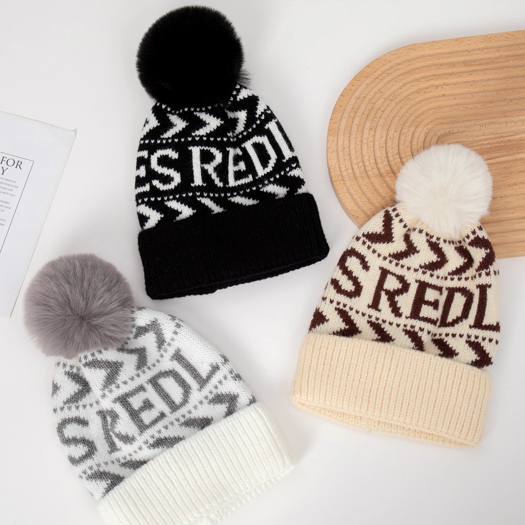 Kids Snowflake Pom Pom Beanie — Acrylic, Unisex 3–14Y
