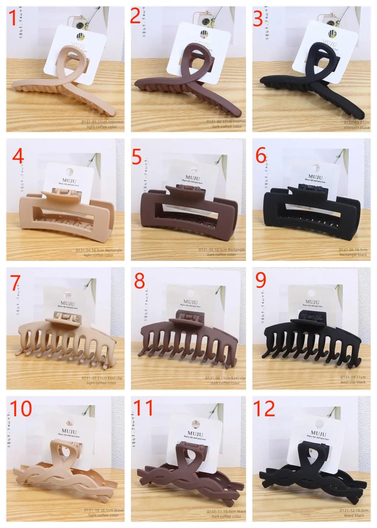 Rapid Sample Large 11cm Fashionable Women's Hair Claws Elegant Coffee Color Plastic Hair Wholesale for Women
