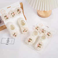 Nylon Princess Luxury Florals Baby Headband Socks Knitted Dress Set Anti-Slip Cotton Accessories Breathable Spring