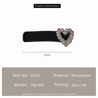 Black Velvet Rhinestone Star BB Hair Clips – Luxe Side Fringe Hairpins (2-Pack)