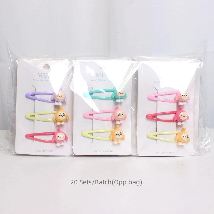 Colourful Cartoon Bow Hair Clips for Kids – Sweet Resin Hairgrips (3-Piece Set)