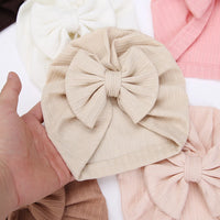 Baby Turban Bow Beanie Hat — Soft Cotton, 0–3Y