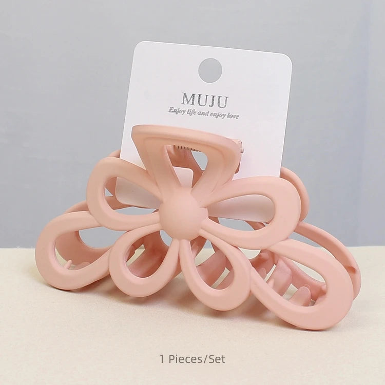 Premium Matte Bow Shark Claw Clip for Women – Gradient Back Head Hair Claw (11cm)