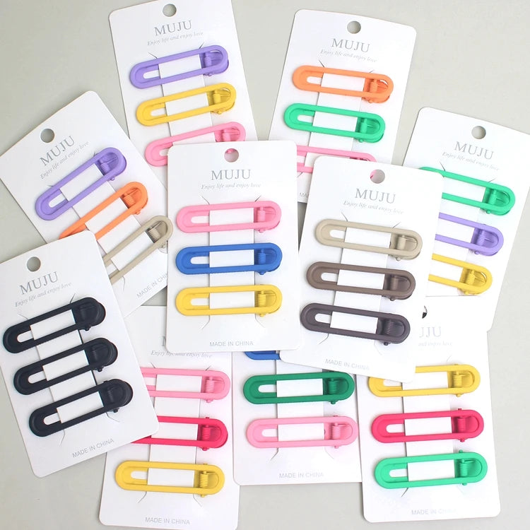 Korean Gradient Glitter Metal Hair Clips for Girls – Sweet Bangs Side Clips (3-Piece Set)