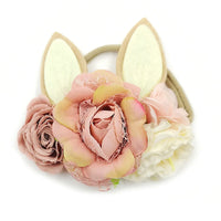 Lovely Baby Girls Easter Day Headband Rabbit Ear Newborn Photo Props Cute Elastic Flower Crown Hairbands Party Hair Accessories