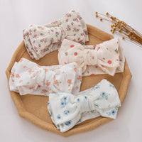 Wholesale Cute Sweet Party Style Kids Hairband Set 3-Packs Elastic Cotton Rabbit Ear Turban with Bows Accessories for Boys Girls