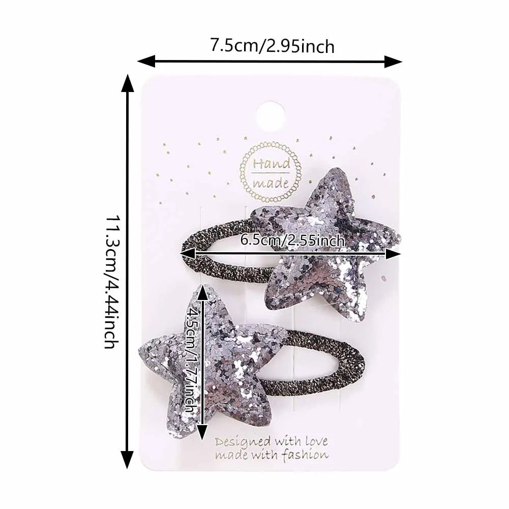 Sequin Star Hair Clips for Girls — Mini Glitter Barrettes