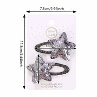 Sequin Star Hair Clips for Girls — Mini Glitter Barrettes