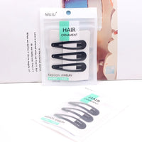 Korean Water Drop Barrette Hair Clip for Women – Sleek Black Metal Hairpin