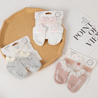 High Quality Elastic Baby Cotton Socks Headband Set Floral Lace Anti-Slip Casual Socks Spring Newborn Baby Accessories Wholesale