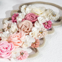 Boutique DIY Baby Girl Headbands Tiny Dainty Satin Flower Headband Sweet Princess Wedding Party Hair Accessories Wholesale