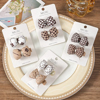 Coffee Colour Fabric Bow Hair Clips for Girls – Sweet Curly Hairpins (2-Pack)
