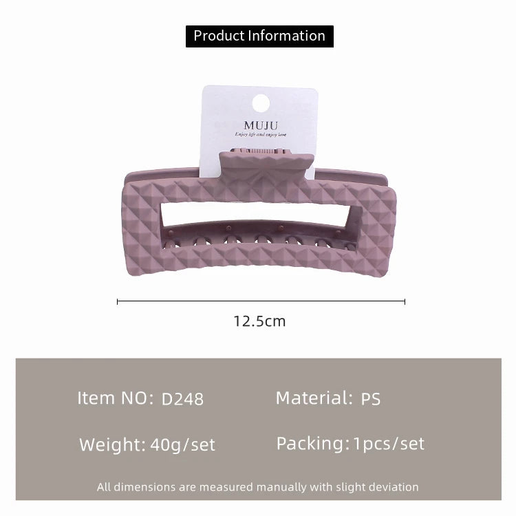 Cut Diamond Shark Claw Clip for Women – Large Frosted Square Back Head Hair Clip (12.5cm)