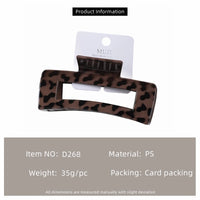Leopard Print Hair Claw Clip for Women – Large Kawaii Coffee Colour Claw (13cm)