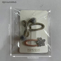 Sequin Star Bow BB Hair Clip — Braided Hairball Detail