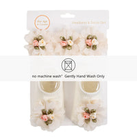 Nylon Princess Luxury Florals Baby Headband Socks Knitted Dress Set Anti-Slip Cotton Accessories Breathable Spring