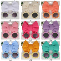 UV400 Daisy Sunglasses Set Kids Unisex Baby Beach Photo Accessories White Red Heart Style Frames Fashion Bow Hairband Glasses