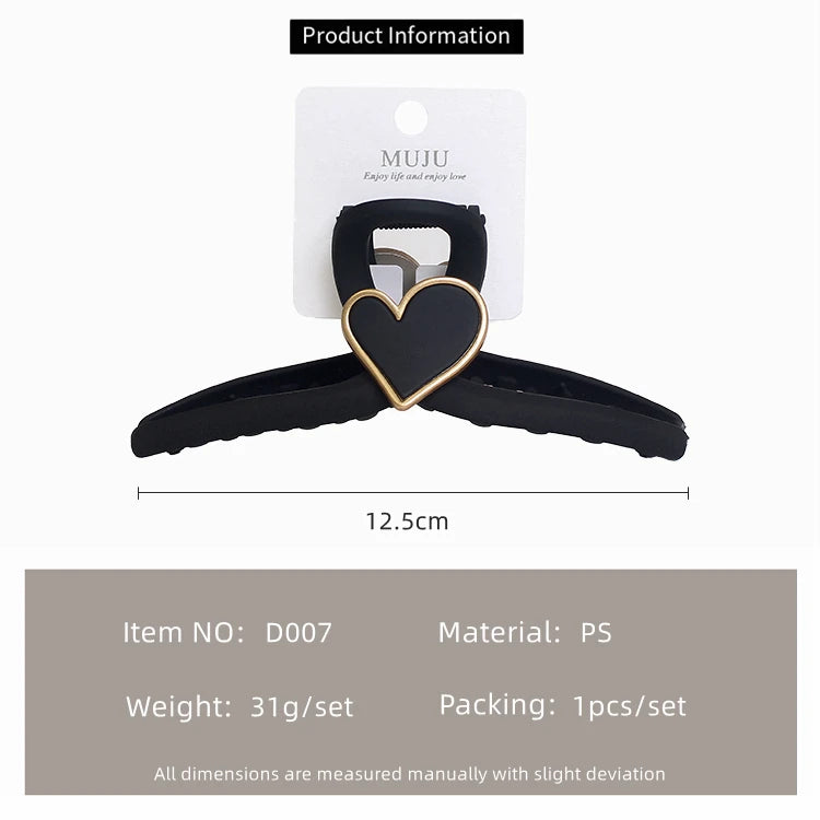 12.5cm High-grade Hair Claws Ribbon Love Large Hair Clip Lacquer Back Head Shark Claw Clips