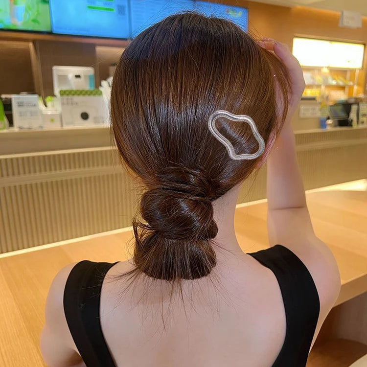 Silver Star & Heart BB Hair Clip for Women – PU Leather Designer Hairpin