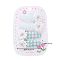 Daisy Print Snap Hairpins for Kids — Cotton, Pack of 4