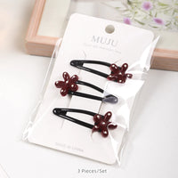 Red & Black Dripping Oil Hair Clips – Star, Heart & Butterfly Hairpins (3-Piece Set)