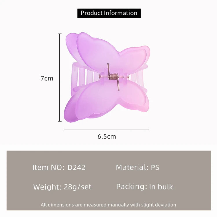 Double Butterfly Gradient Hair Claw Clips for Women – Colour-Change Matte Claws (7cm)