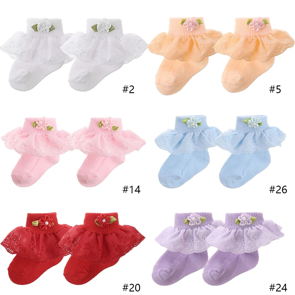 Baby Lace Floral Socks Candy Color Cotton Newborn Baby Socks Super Soft Custom Baby Socks Wholesale
