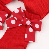 Christmas New Year Red Bow Headbands Set With Super Soft Cotton Knitted Socks for Babies and Sweet Girls Wholesale