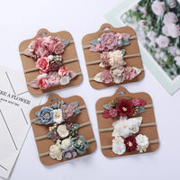 Selling Well Sweet Lovely Faux Flower Leaf Pearl Headband Hair Accessories Baby Girl Hairband Headwear Set