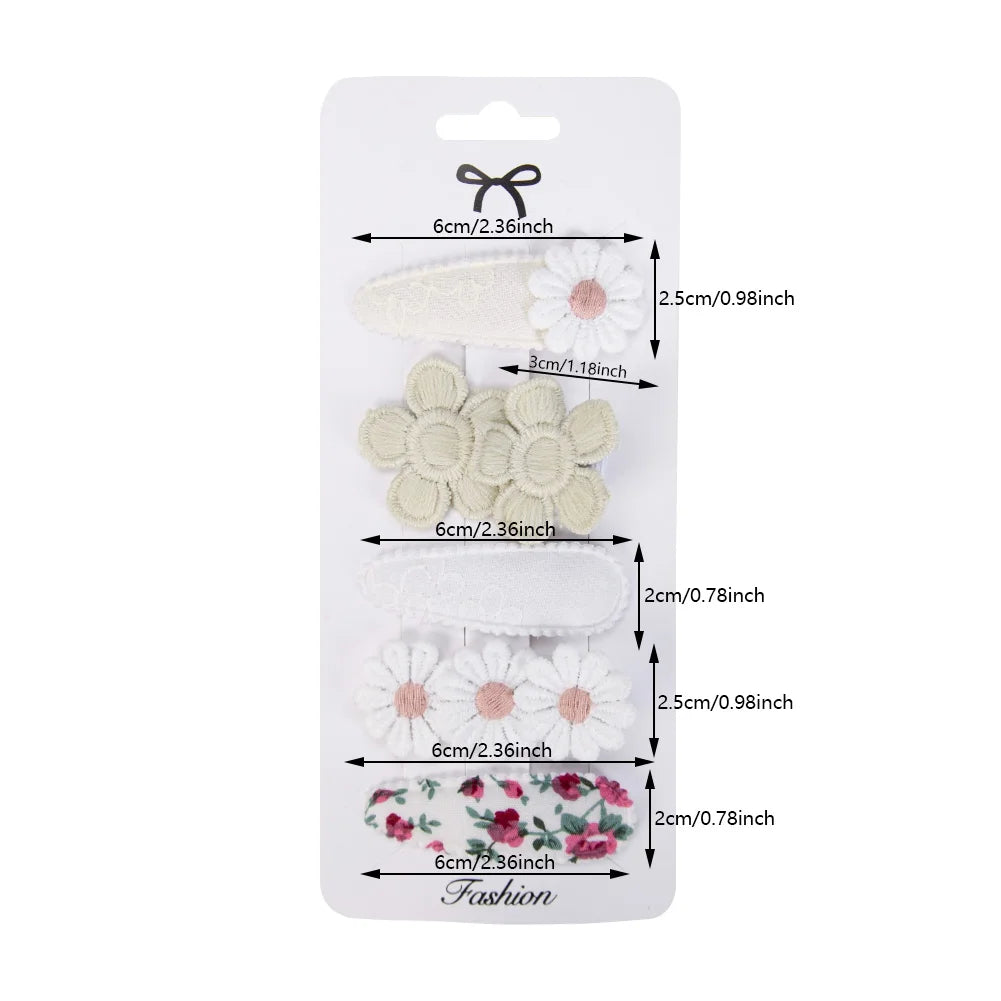 Daisy Snap Hair Clips for Girls — Spring Print, Pack of 5