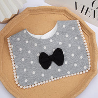 Unisex Baby Drool Bib with Bow Tie — Cotton, Dots & Hearts Print