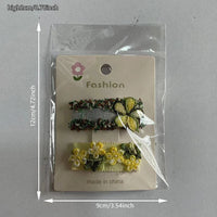 Vintage Tweed Bow Duckbill Clip — Embroidered Lace, 8cm