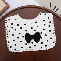 Unisex Baby Drool Bib with Bow Tie — Cotton, Dots & Hearts Print