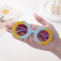 Boy Girls Toddler Sun Flower Shape Cute Tie Dye Kids Sunglasses Retro UV400 Round Frame Sun Glasses Outdoor Sunglasses