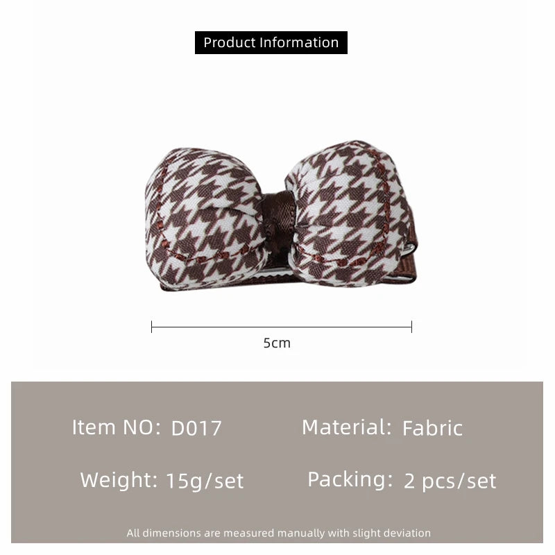 Coffee Colour Fabric Bow Hair Clips for Girls – Sweet Curly Hairpins (2-Pack)