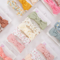 Muslin Cotton Big Bow Headband Set — Newborn to Toddler, Pack of 5